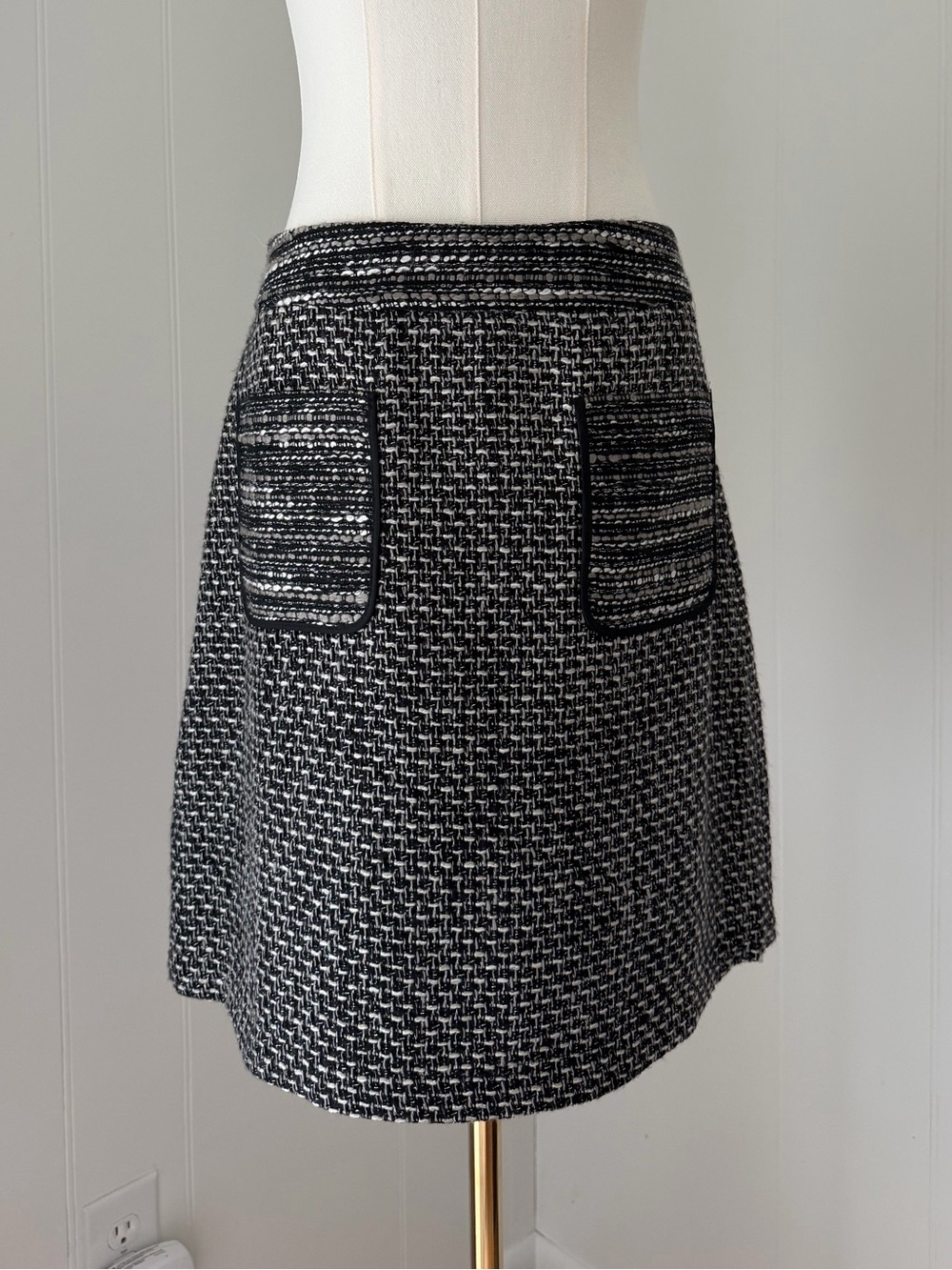Brand New w Tags LOFT Black and White Tweed A-Line Skirt